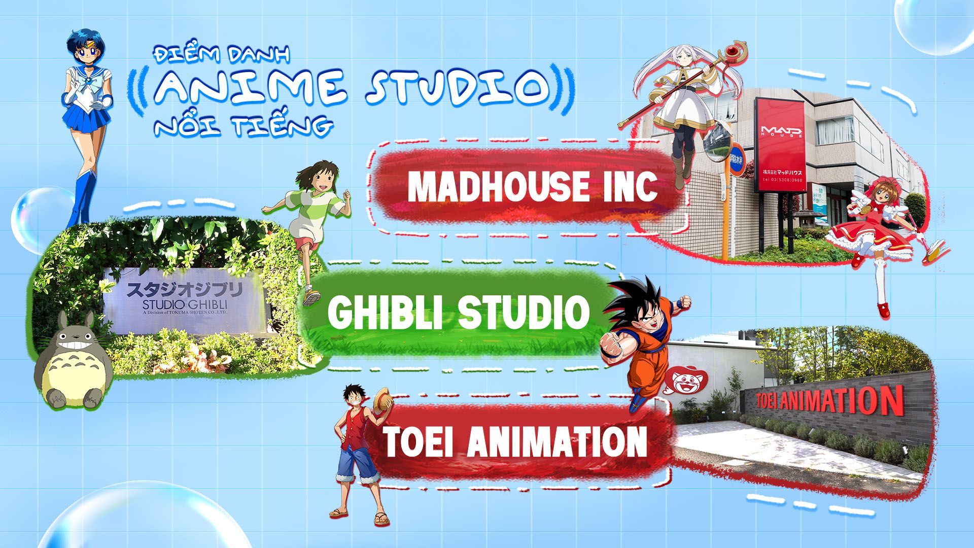 🎬 ĐIỂM DANH ANIME STUDIO NỔI TIẾNG